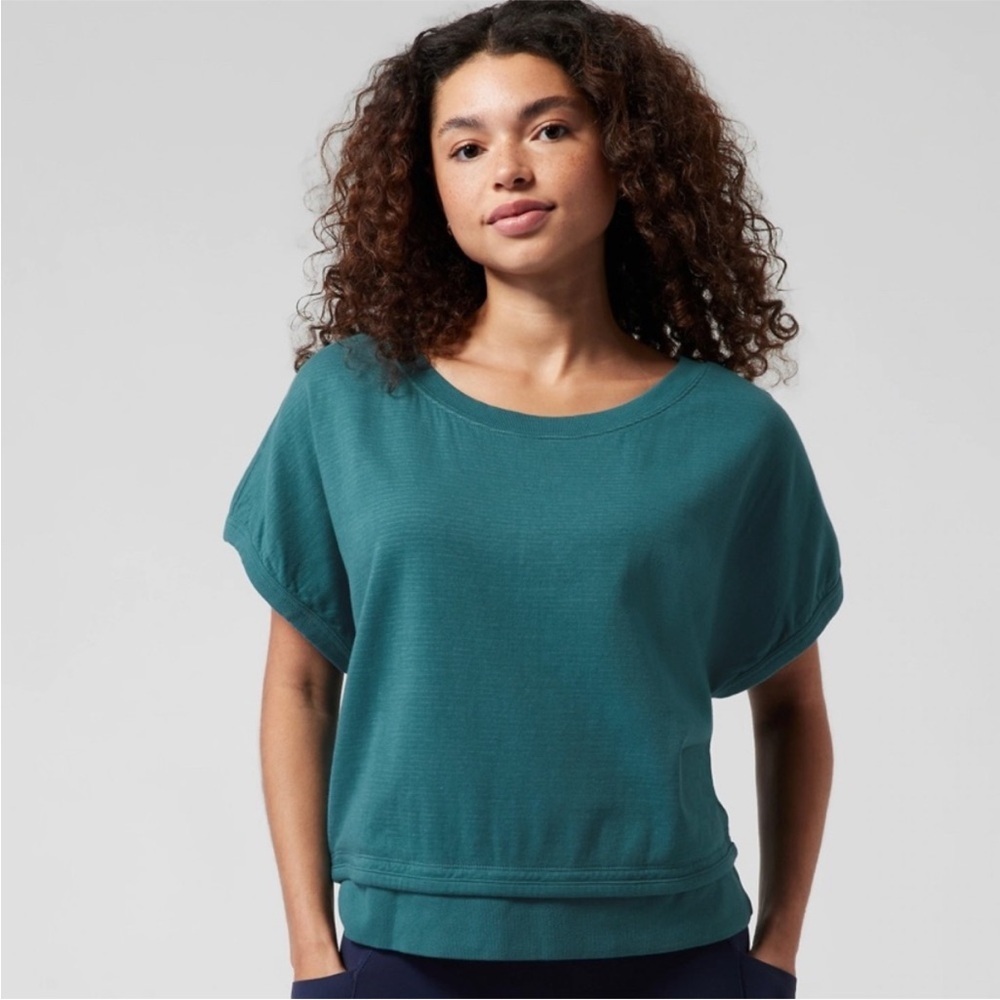 Athleta Sundown Shirred Sweatshirt Tee Large